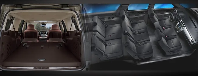 Cargo area and rear rows of a Chevrolet Suburban