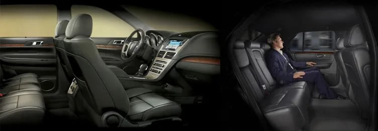 Leather rear seats of a Lincoln MKT Town Car
