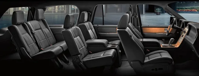 Leather seating inside a Lincoln Navigator