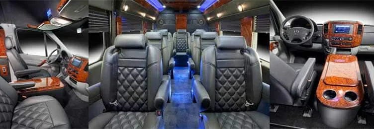 Forward-facing seats in a Sprinter executive van