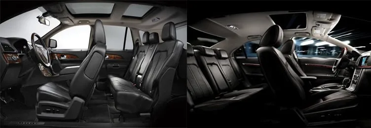 Leather rear seating inside a Lincoln Town Car
